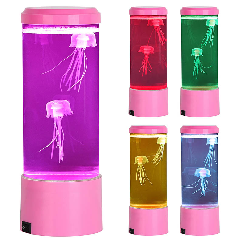 Lampa meduz z różową podstawą