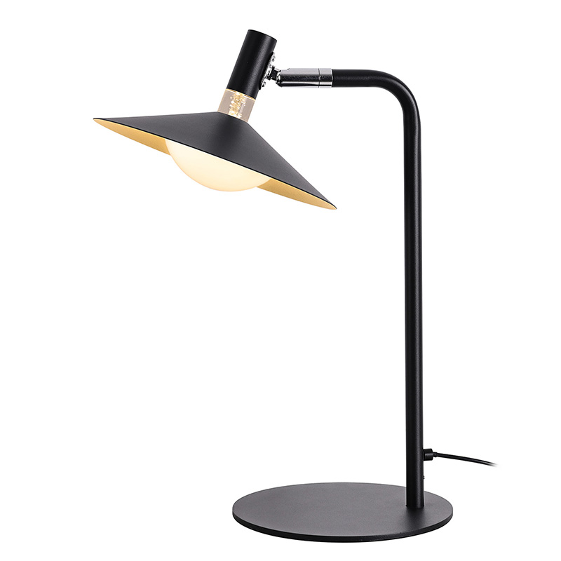 Retro industrialna metalowa lampa biurkowa z ciepłym światłem