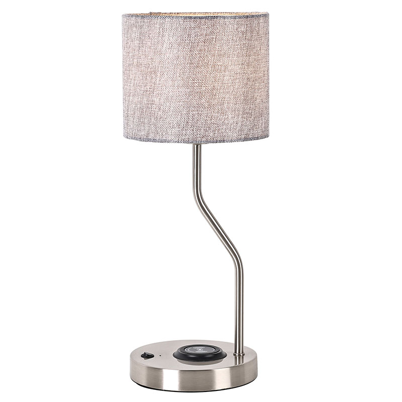 Lampka na biurko z bezprzewodową ładowarką do telefonu z abażurem z tkaniny